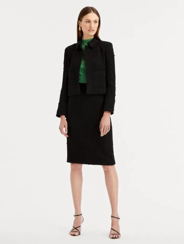 Oscar De La Renta Ribbon Tweed Pencil Skirt Black Women Pants and Skirts Oscar De La Renta Ribbon Tweed Pencil Skirt Black Women Pants and Skirts