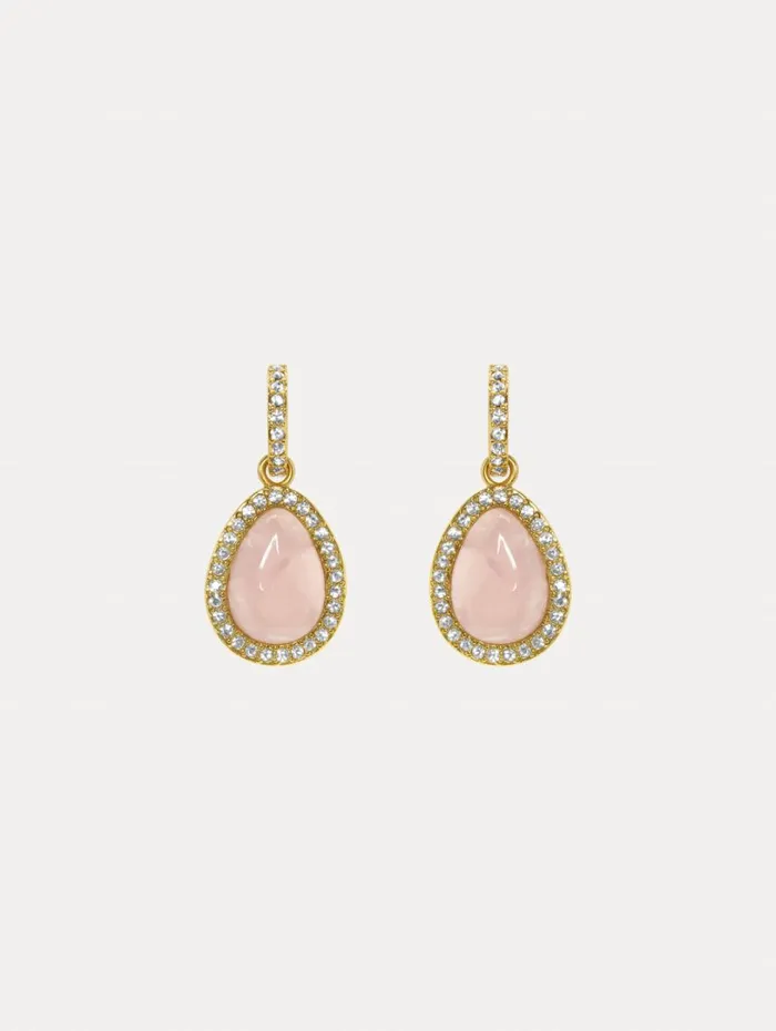 Oscar De La Renta Rose Quartz Cabochon Drop Earrings Rose Quartz Women Earrings