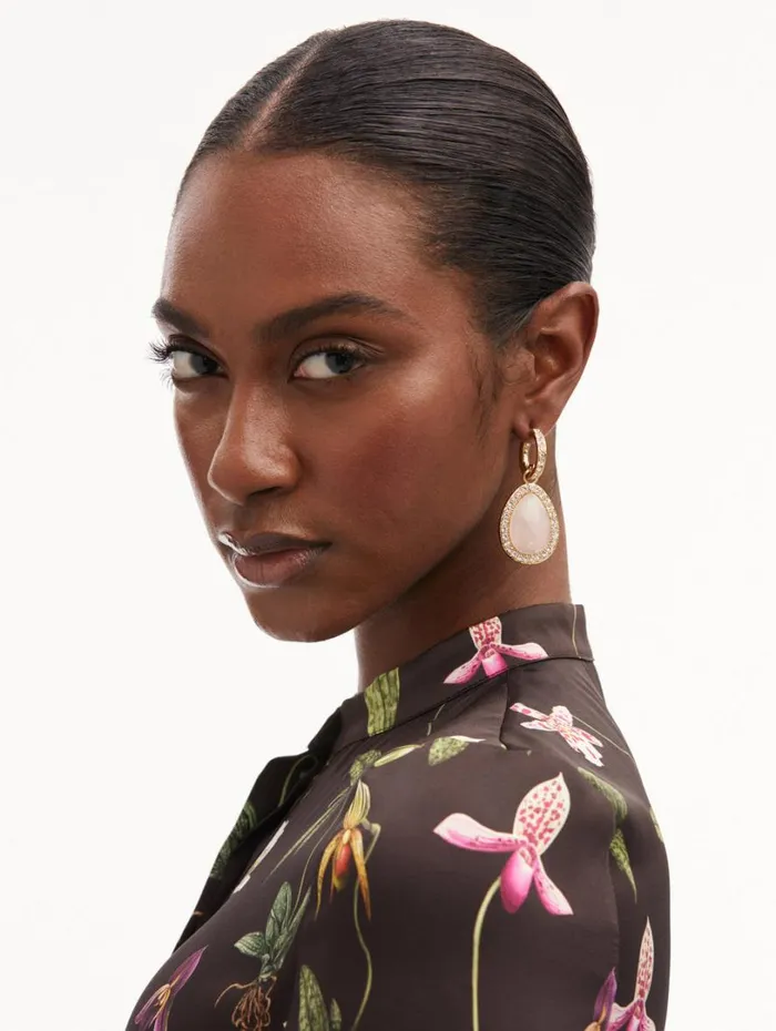 Oscar De La Renta Rose Quartz Cabochon Drop Earrings Rose Quartz Women Earrings Oscar De La Renta Rose Quartz Cabochon Drop Earrings Rose Quartz Women Earrings