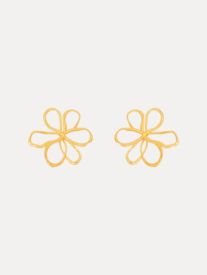 Oscar De La Renta Small Threaded Flower Earrings Gold Women Earrings