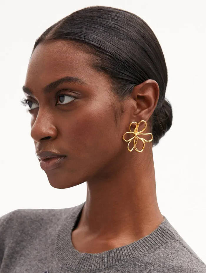 Oscar De La Renta Small Threaded Flower Earrings Gold Women Earrings Oscar De La Renta Small Threaded Flower Earrings Gold Women Earrings