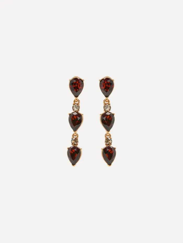 Oscar De La Renta Triple Pear Drop ClipOn Earrings Amber Women Earrings