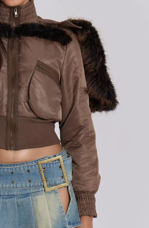 Outerwear Women Jaded London Lennux Faux Fur Bomber Jacket