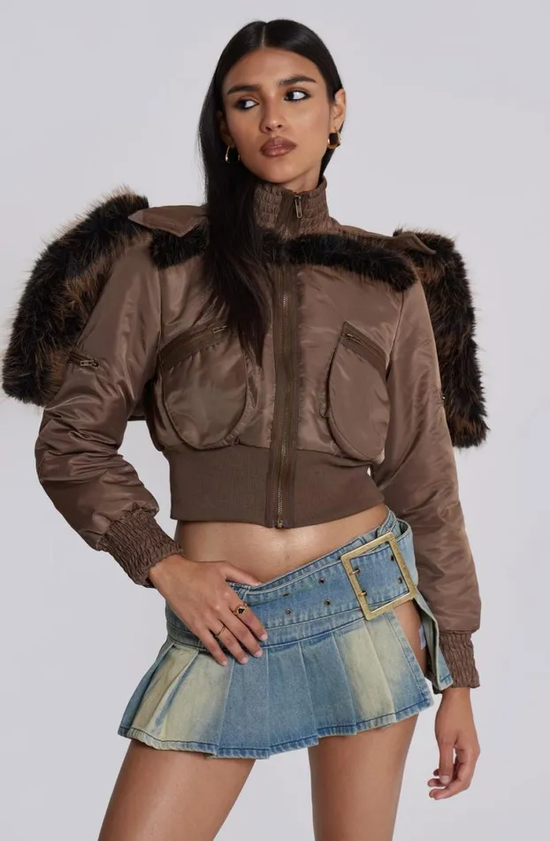 Outerwear Women Jaded London Lennux Faux Fur Bomber Jacket