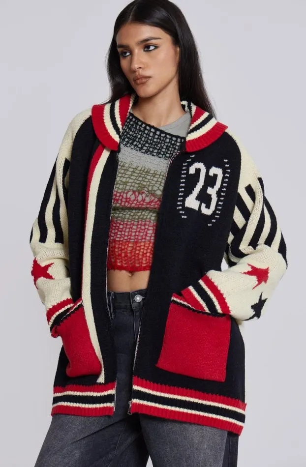 Outerwear Women Jaded London Team 23 Knitted Zip Through