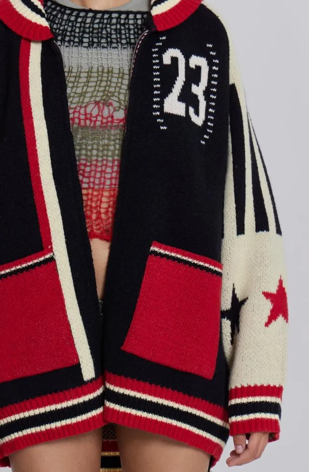 Outerwear Women Jaded London Team 23 Knitted Zip Through