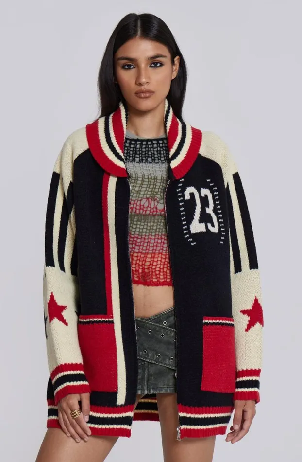 Outerwear Women Jaded London Team 23 Knitted Zip Through