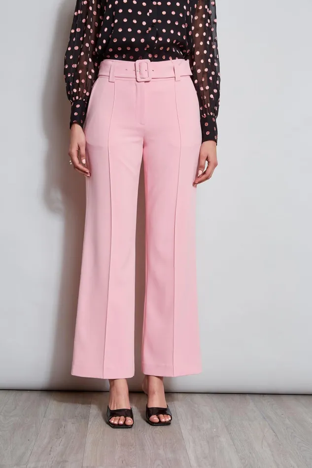 Outlet 8211 Women Bottoms Elie Tahari Belted Crepe Pant Tailor Pink