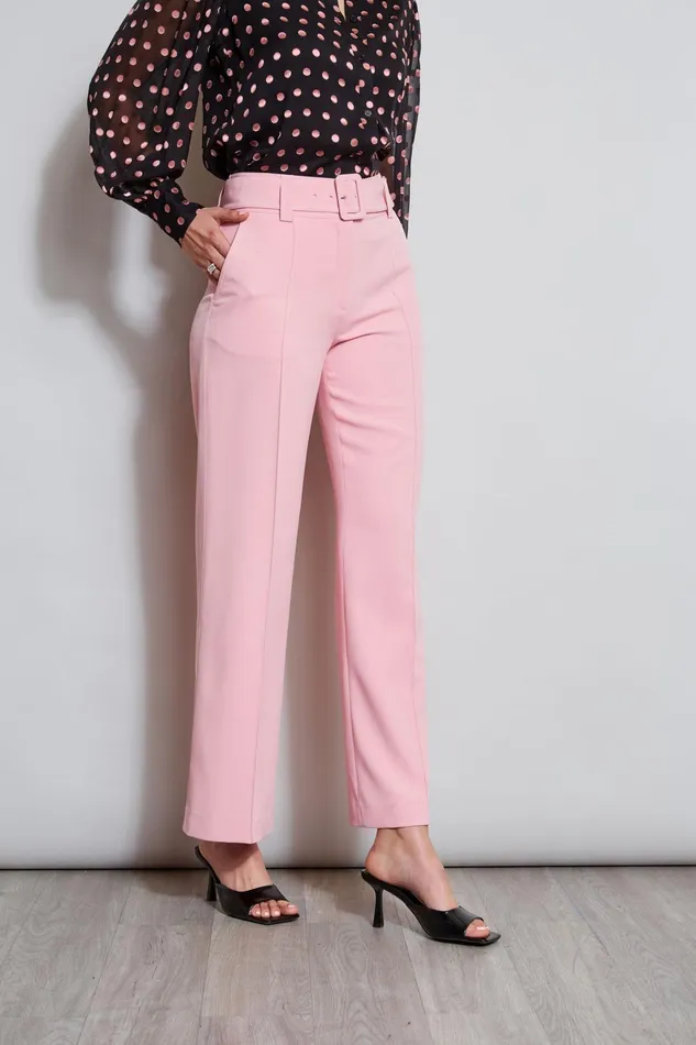 Outlet 8211 Women Bottoms Elie Tahari Belted Crepe Pant Tailor Pink