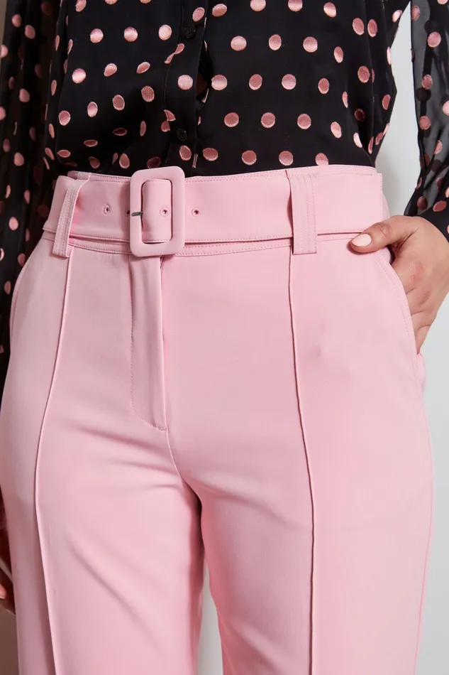 Outlet 8211 Women Bottoms Elie Tahari Belted Crepe Pant Tailor Pink