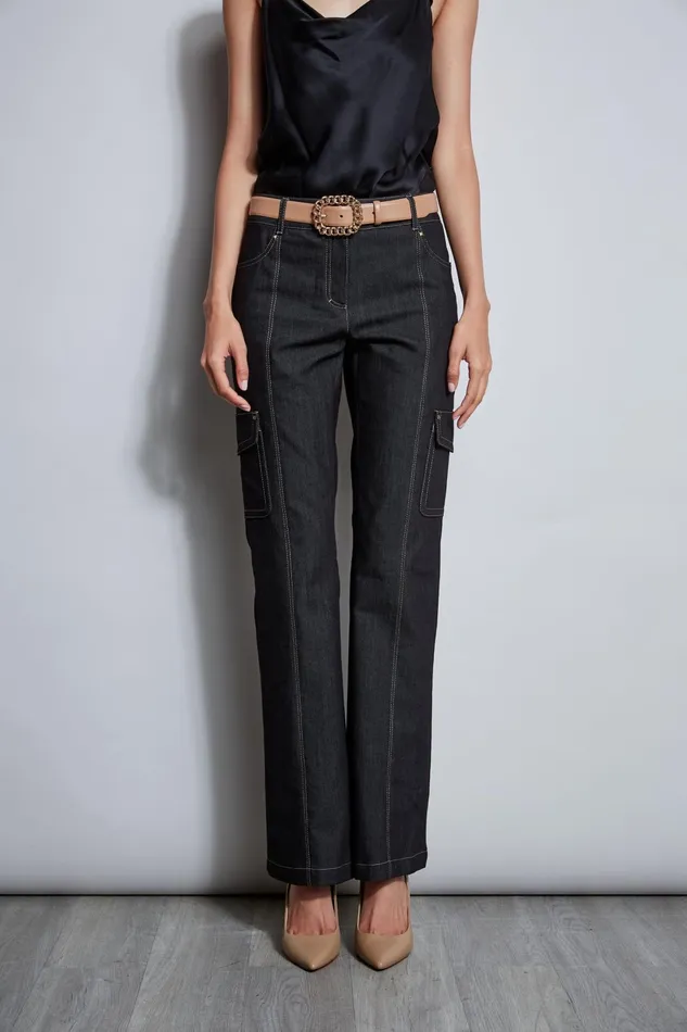 Outlet 8211 Women Bottoms Elie Tahari Denim Cargo Pant Black