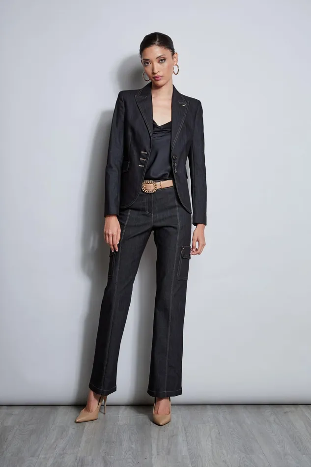 Outlet 8211 Women Bottoms Elie Tahari Denim Cargo Pant Black