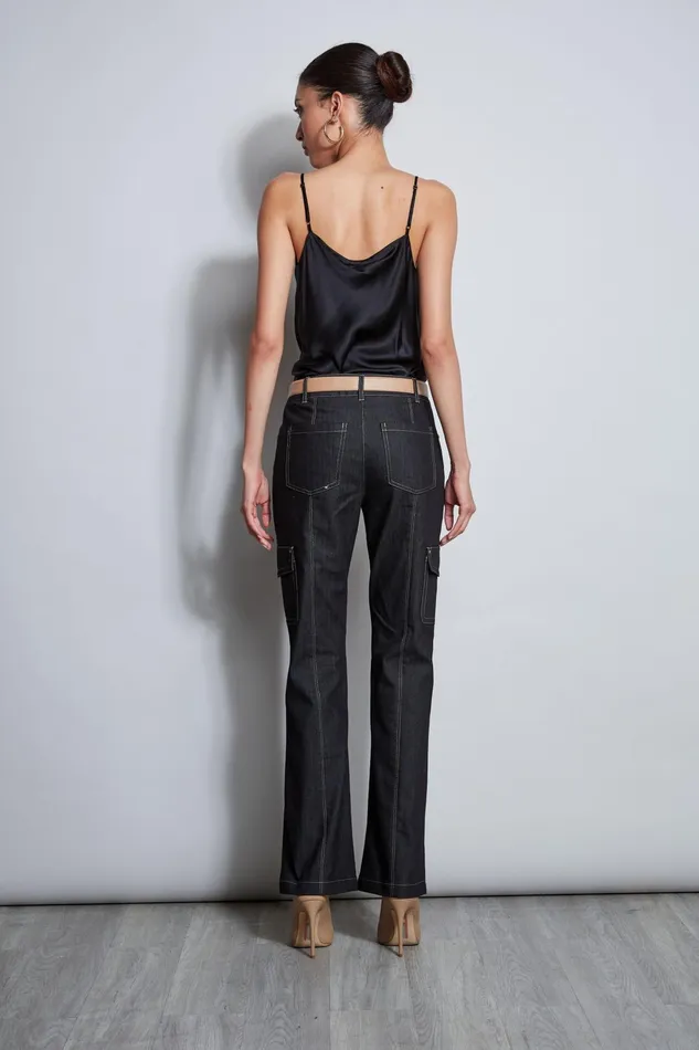 Outlet 8211 Women Bottoms Elie Tahari Denim Cargo Pant Black