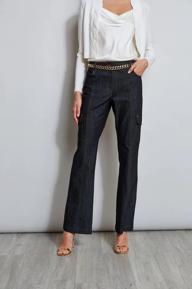 Outlet 8211 Women Bottoms Elie Tahari Denim Cargo Pant Indigo