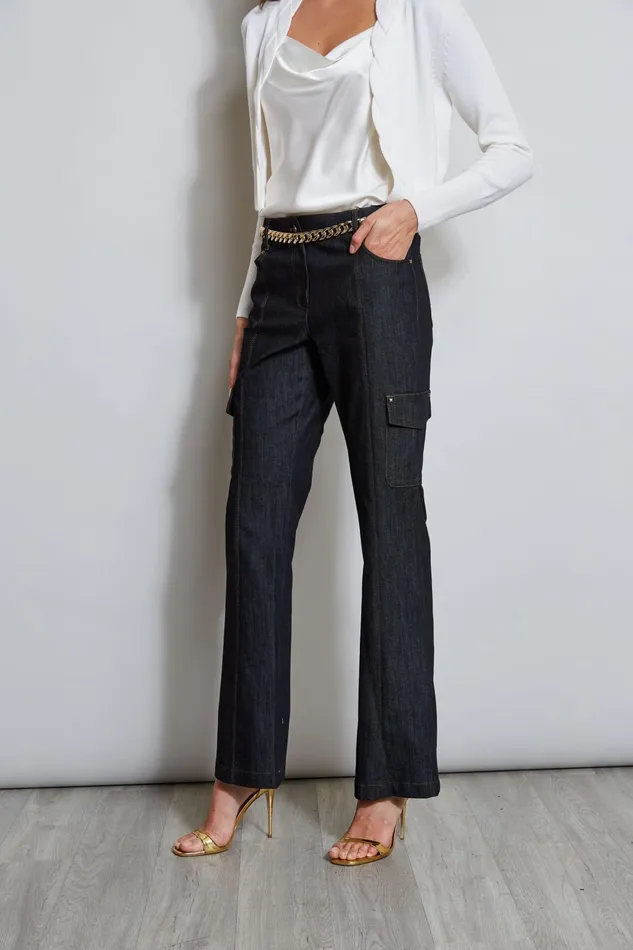 Outlet 8211 Women Bottoms Elie Tahari Denim Cargo Pant Indigo