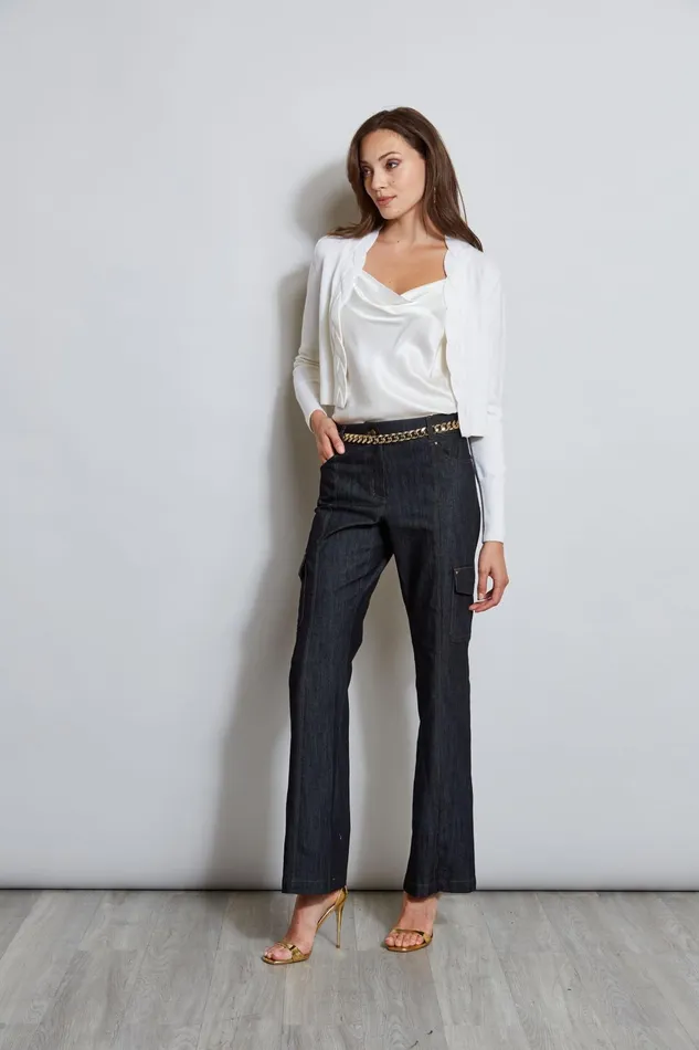 Outlet 8211 Women Bottoms Elie Tahari Denim Cargo Pant Indigo