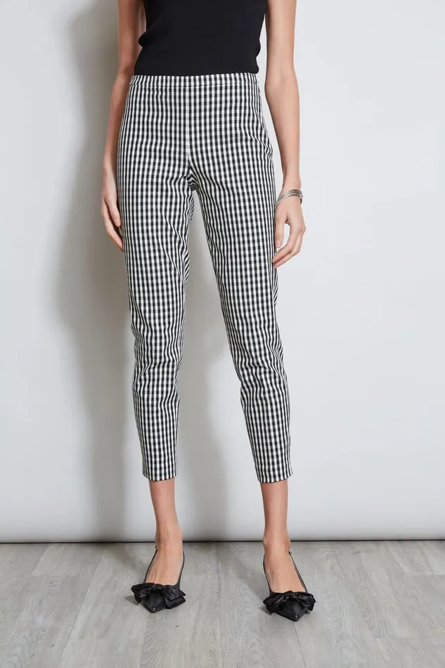 Outlet 8211 Women Bottoms Elie Tahari Gingham Skinny Pant Blackwhite