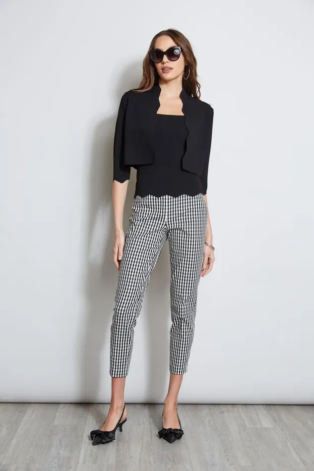 Outlet 8211 Women Bottoms Elie Tahari Gingham Skinny Pant Blackwhite