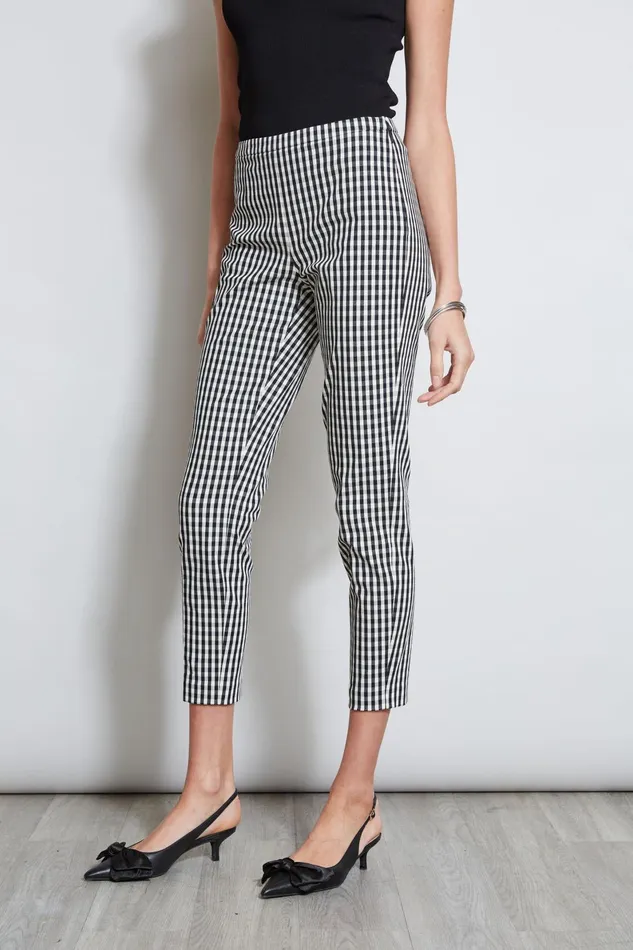 Outlet 8211 Women Bottoms Elie Tahari Gingham Skinny Pant Blackwhite