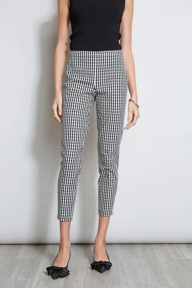 Outlet 8211 Women Bottoms Elie Tahari Gingham Skinny Pant Blackwhite