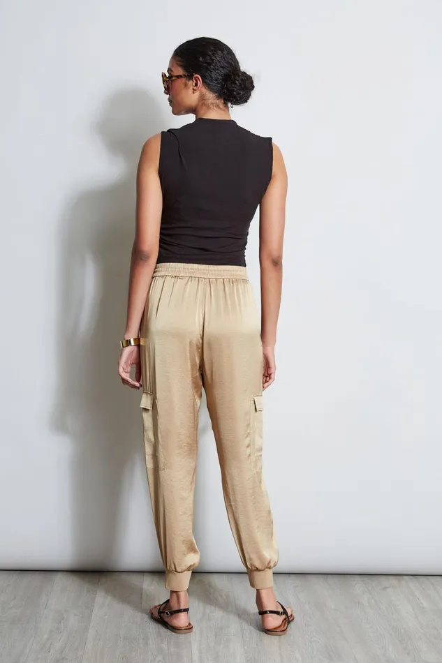Outlet 8211 Women Bottoms Elie Tahari Satin Cargo Pant Sandcastle