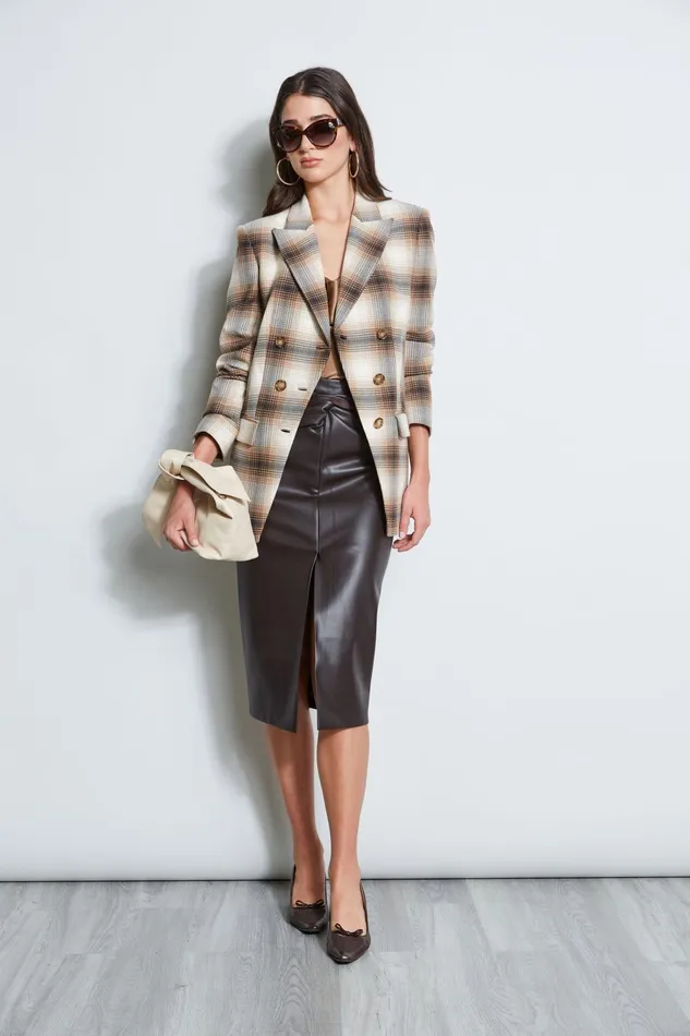 Outlet 8211 Women Bottoms Elie Tahari Twist Vegan Leather Skirt Espresso