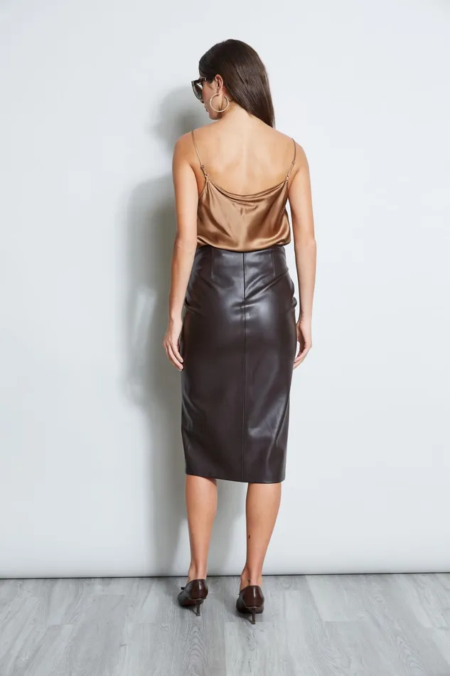 Outlet 8211 Women Bottoms Elie Tahari Twist Vegan Leather Skirt Espresso
