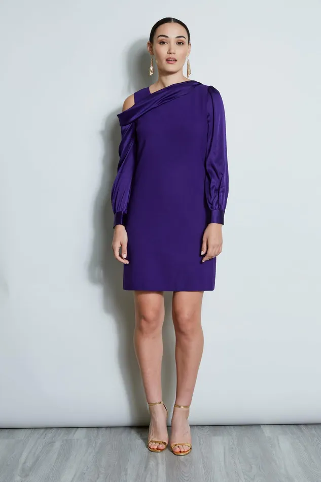 Outlet 8211 Women Dresses and Jumpsuits Elie Tahari Draped Satin Shoulder Dress Winter Plum Outlet 8211 Women Dresses and Jumpsuits Elie Tahari Draped Satin Shoulder Dress Winter Plum