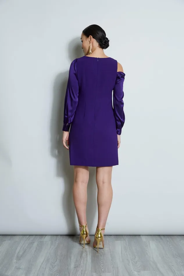 Outlet 8211 Women Dresses and Jumpsuits Elie Tahari Draped Satin Shoulder Dress Winter Plum