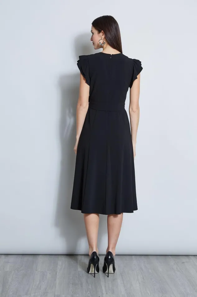 Outlet 8211 Women Dresses and Jumpsuits Elie Tahari Flutter Sleeve Midi Dress Black