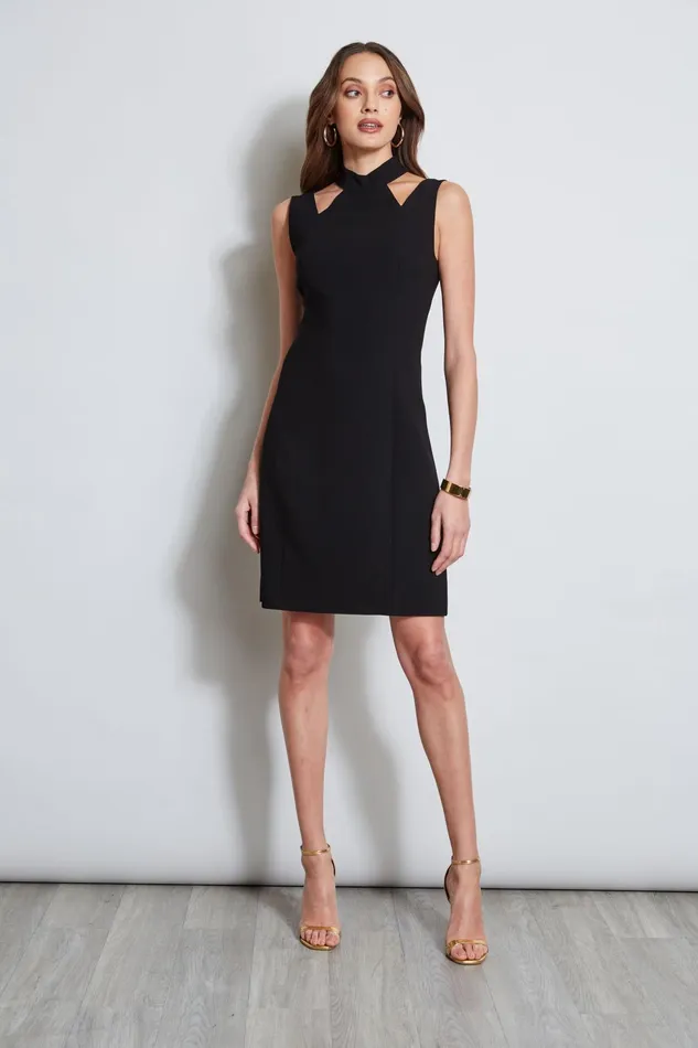 Outlet 8211 Women Dresses and Jumpsuits Elie Tahari Mock Neck Cut Out Dress Black