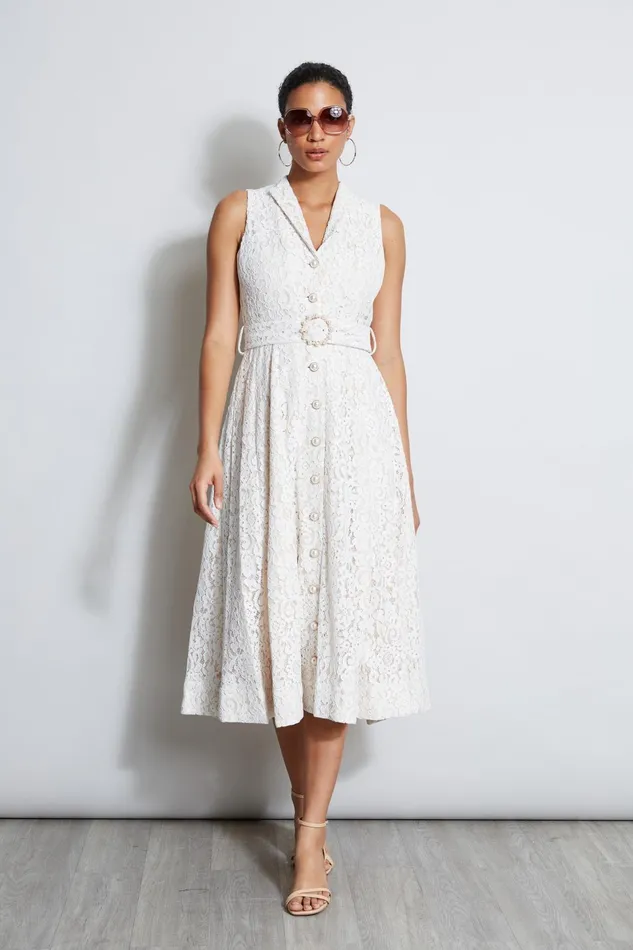 Outlet 8211 Women Dresses and Jumpsuits Elie Tahari Pearl Detail Lace Dress Ivory Lace