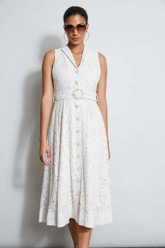 Outlet 8211 Women Dresses and Jumpsuits Elie Tahari Pearl Detail Lace Dress Ivory Lace