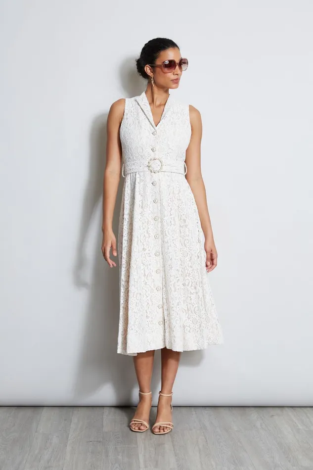 Outlet 8211 Women Dresses and Jumpsuits Elie Tahari Pearl Detail Lace Dress Ivory Lace
