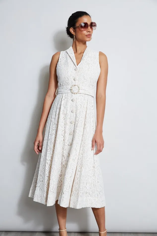 Outlet 8211 Women Dresses and Jumpsuits Elie Tahari Pearl Detail Lace Dress Ivory Lace