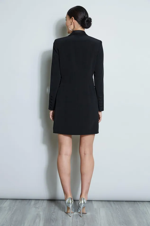 Outlet 8211 Women Dresses and Jumpsuits Elie Tahari Satin Tuxedo Coat Dress Black