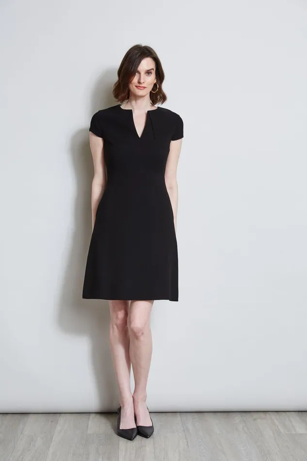 Outlet 8211 Women Dresses and Jumpsuits Elie Tahari Short Sleeve Dart Dress Black
