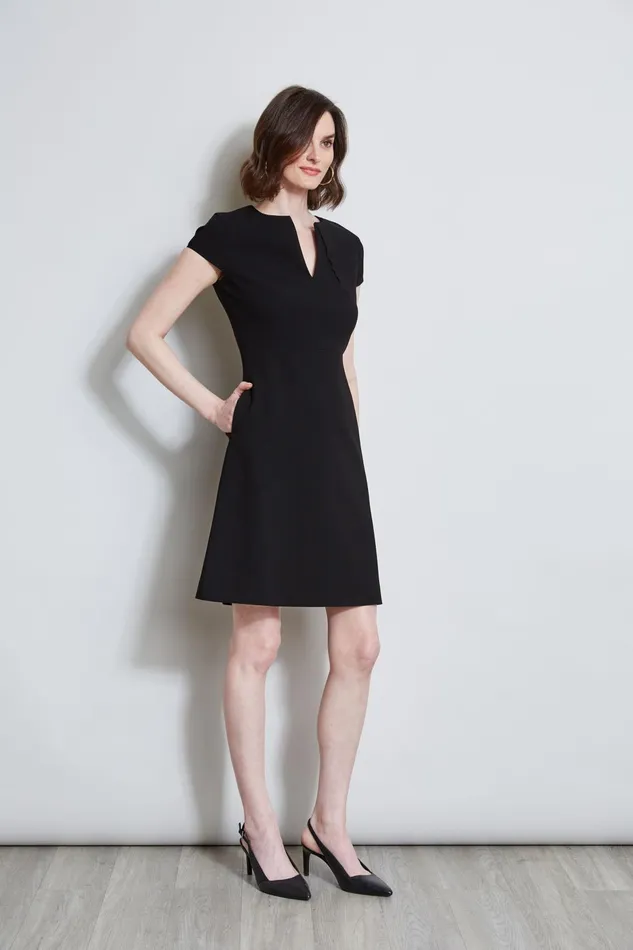 Outlet 8211 Women Dresses and Jumpsuits Elie Tahari Short Sleeve Dart Dress Black