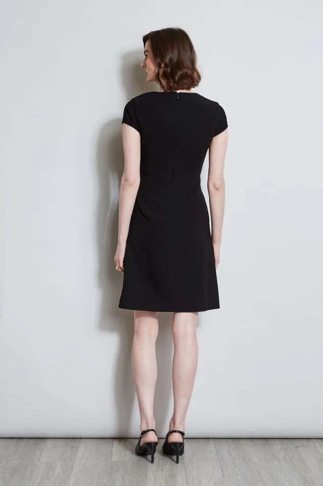 Outlet 8211 Women Dresses and Jumpsuits Elie Tahari Short Sleeve Dart Dress Black