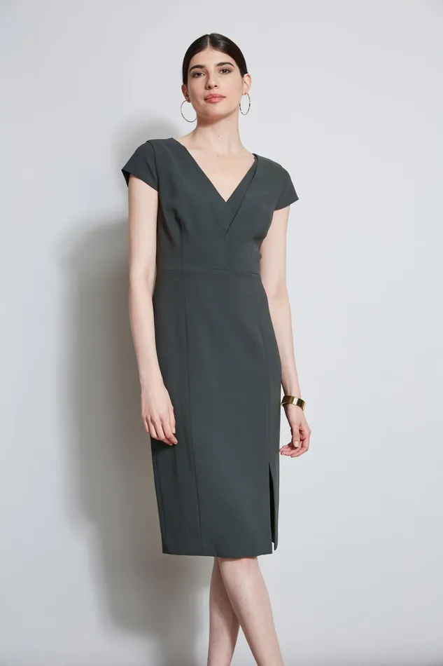 Outlet 8211 Women Dresses and Jumpsuits Elie Tahari VNeck Crepe Dress Camouflage