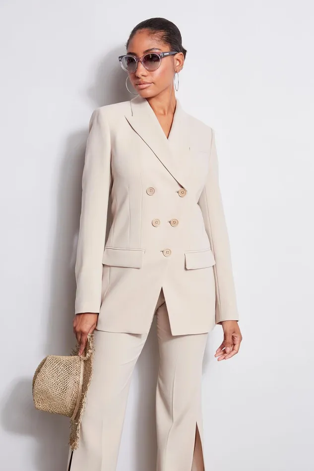 Outlet 8211 Women Jackets and Blazers Elie Tahari 5 Button Double Breasted Blazer Island Sand