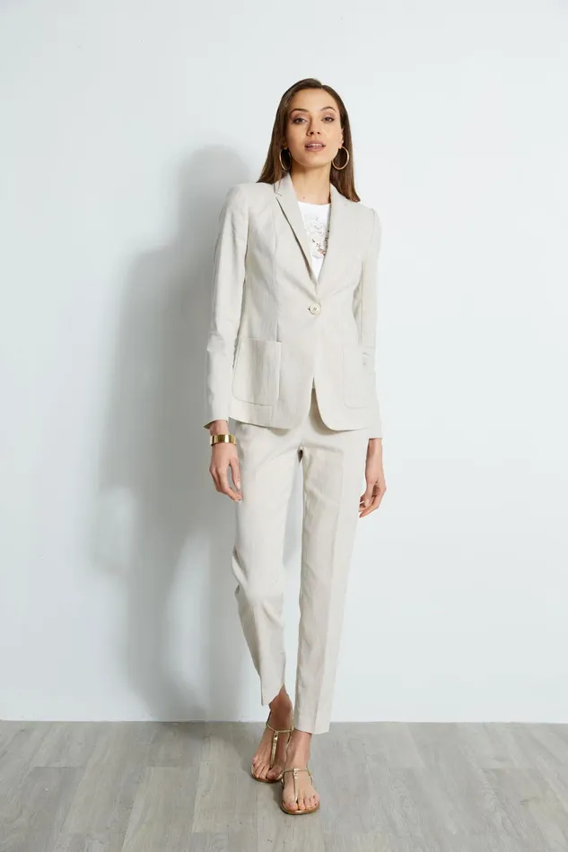 Outlet 8211 Women Jackets and Blazers Elie Tahari Linen Blazer Putty Melange