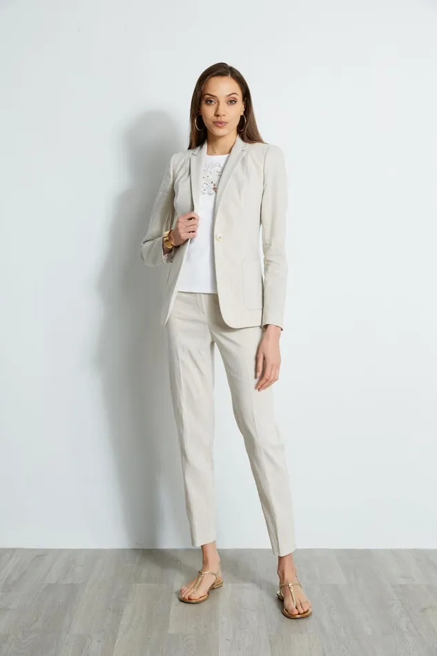 Outlet 8211 Women Jackets and Blazers Elie Tahari Linen Blazer Putty Melange