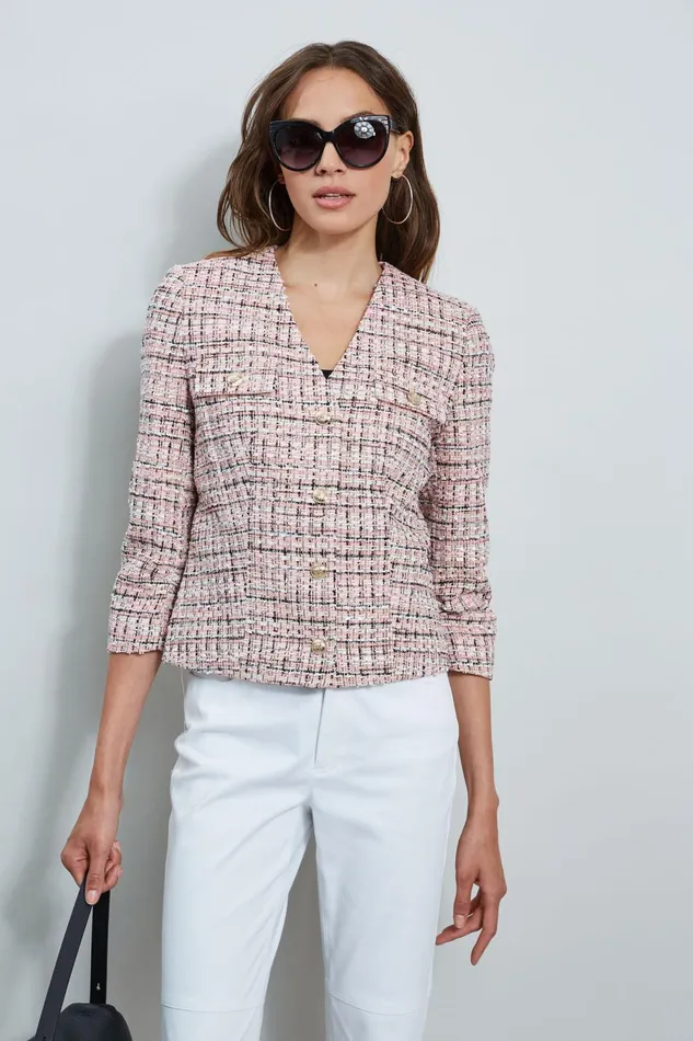 Outlet 8211 Women Jackets and Blazers Elie Tahari Tweed Crest Button Jacket Maddie Tweed