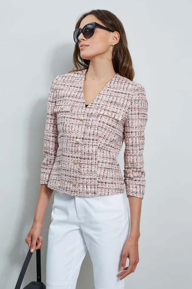 Outlet 8211 Women Jackets and Blazers Elie Tahari Tweed Crest Button Jacket Maddie Tweed
