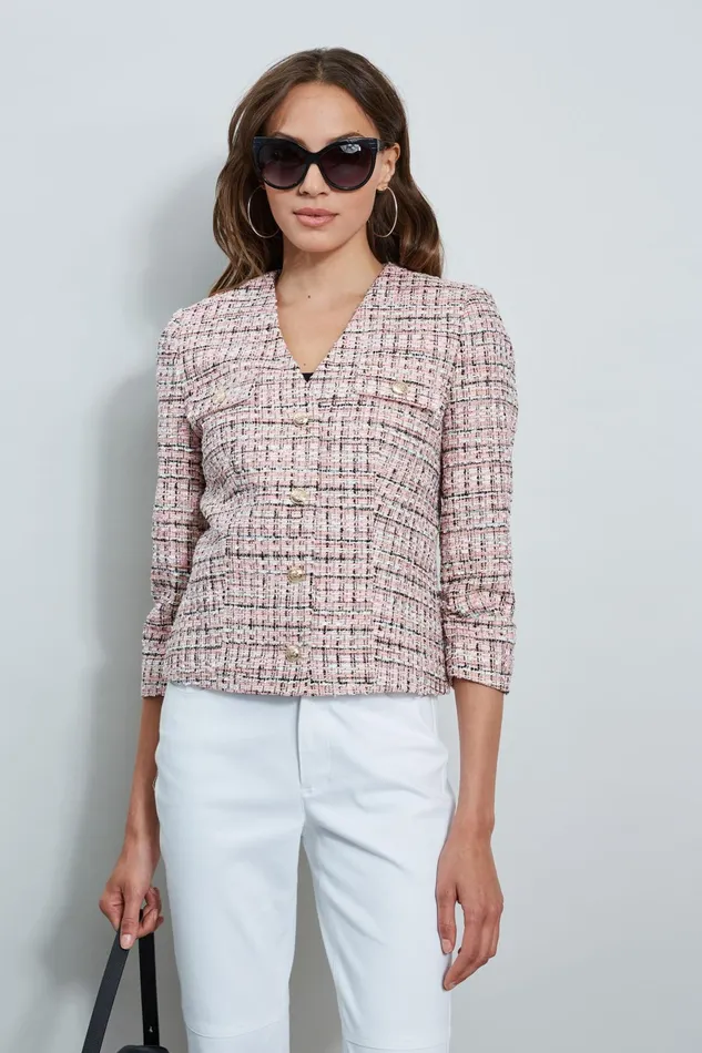 Outlet 8211 Women Jackets and Blazers Elie Tahari Tweed Crest Button Jacket Maddie Tweed