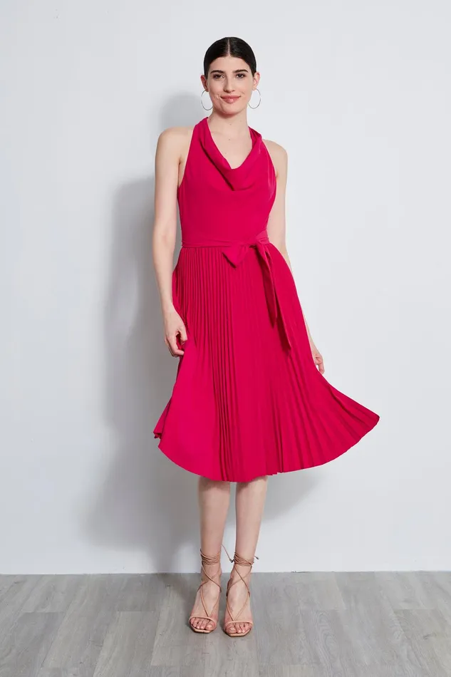 Outlet 8211 Women Midi Dresses Elie Tahari Pleated Cowl Midi Dress Cyclamen