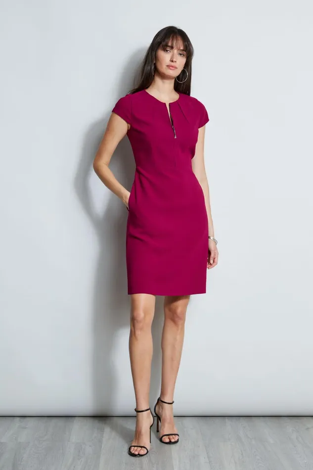 Outlet 8211 Women Short Dresses Elie Tahari Chain Zip Dart Dress Boysenberry
