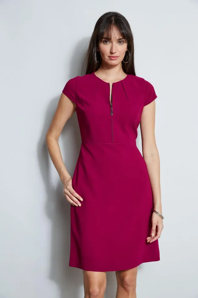 Outlet 8211 Women Short Dresses Elie Tahari Chain Zip Dart Dress Boysenberry