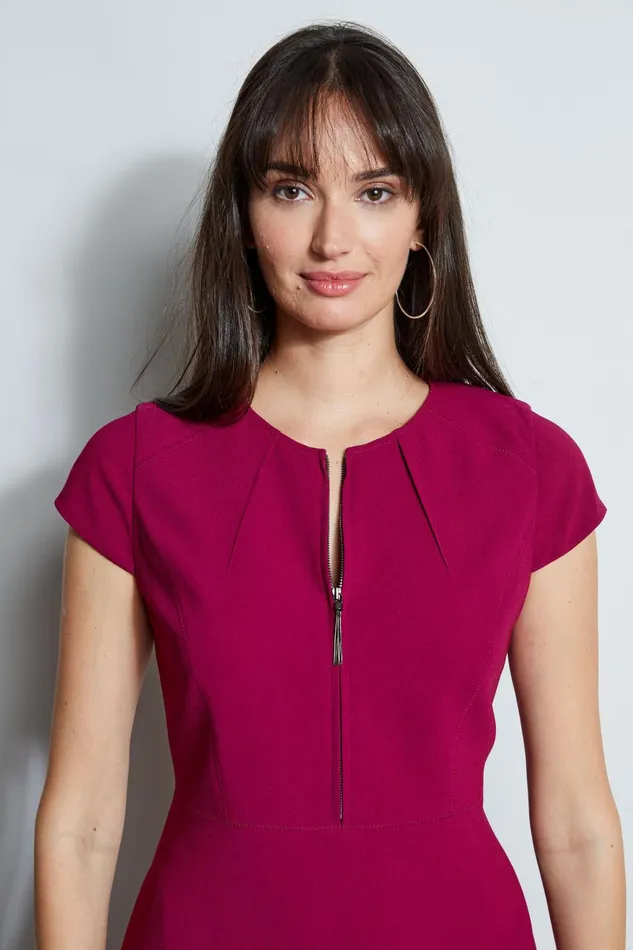 Outlet 8211 Women Short Dresses Elie Tahari Chain Zip Dart Dress Boysenberry